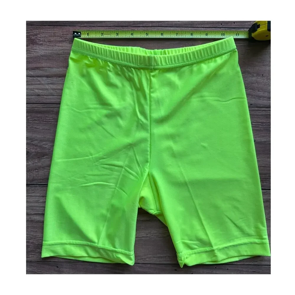 Vintage 80s 90s Sportjack Neon Green Bike Shorts High Waist Spandex M